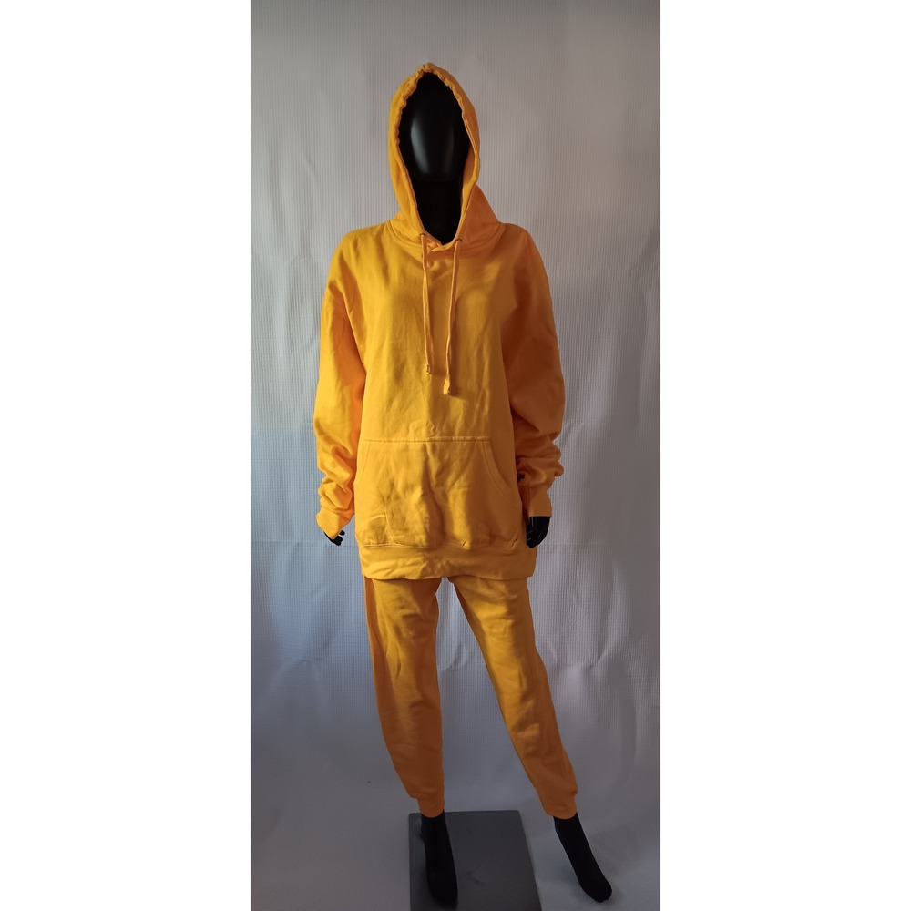 SMART Blanks 2 Piece Sweatshirt Set Yellow Hoodie Jogger Kangaroo Pocket XL